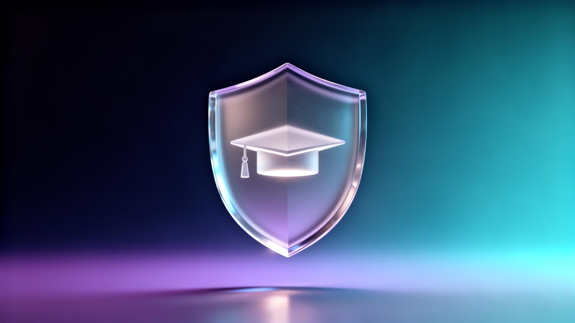 Frosted glass shield with graduation cap